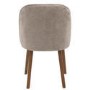 Neutral Ceramic Round Walnut Dining Table Set with 4 Beige Upholstered Chairs - Seats 4 - Malia