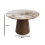 Walnut Pedestal Round Dining Table with Marble Effect - Seats 4 - Malia