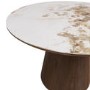 Walnut Pedestal Round Dining Table with Marble Effect - Seats 4 - Malia