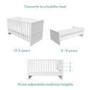 White Pine Nursery Furniture 2-Piece Set including Convertible Cot Bed and Changing Table - Mason