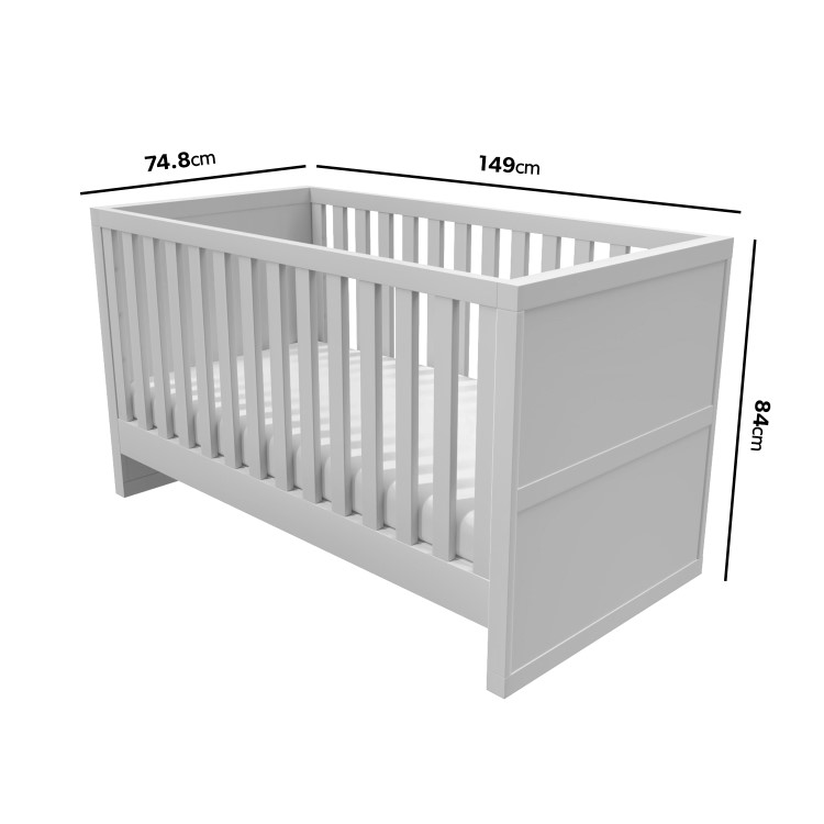 Light Grey Nursery Furniture 2-Piece Set including Convertible Cot Bed and Changing Table - Mason