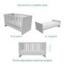 Light Grey Nursery Furniture 2-Piece Set including Convertible Cot Bed and Changing Table - Mason