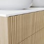 1250mm Wooden Fluted Wall Hung Double Countertop Vanity Unit with Basins - Matira