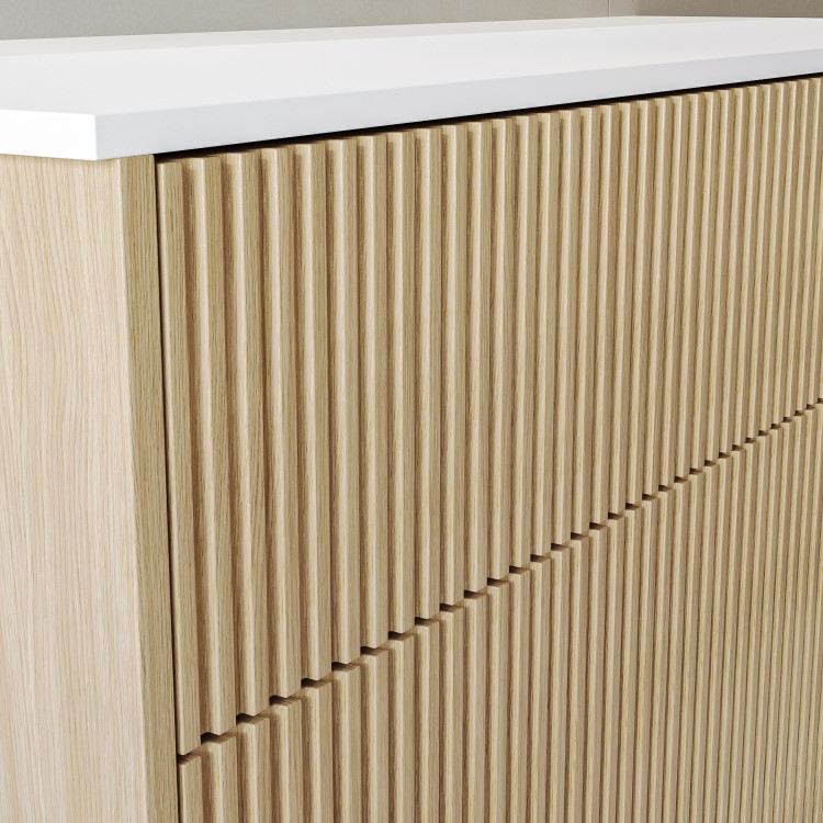 ONLY OPENED - 1250mm Wooden Fluted Wall Hung Countertop Double Vanity Unit - Matira