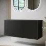 1250mm Black Wooden Fluted Wall Hung Double Countertop Vanity Unit - Matira