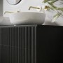 1250mm Black Wooden Fluted Wall Hung Double Countertop Vanity Unit with Basins - Matira
