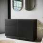 1250mm Black Wooden Fluted Freestanding Double Countertop Vanity Unit - Matira