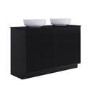 1250mm Black Wooden Fluted Freestanding Double Countertop Vanity Unit with Basins - Matira