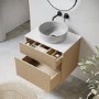 ALMOST PERFECT - 650mm Wooden Fluted Wall Hung Countertop Vanity Unit with Stone Effect Basin - Matira