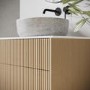 ALMOST PERFECT - 650mm Wooden Fluted Wall Hung Countertop Vanity Unit with Stone Effect Basin - Matira