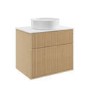 ALMOST PERFECT - 650mm Wooden Fluted Wall Hung Countertop Vanity Unit with Basin - Matira