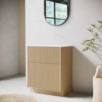 Grade A1 - 650mm Wooden Fluted Freestanding Countertop Vanity Unit - Matira