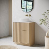 650mm Wooden Fluted Freestanding Countertop Vanity Unit with Basin - Matira