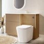 1150mm Wooden Fluted Left Hand Toilet and Sink Unit with Square Toilet and Chrome Fittings - Matira