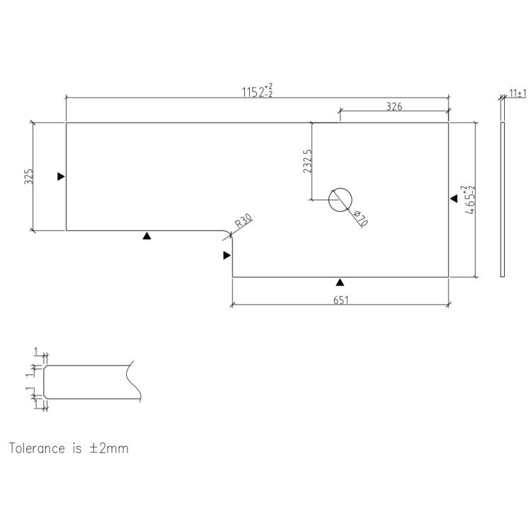 1150mm Wooden Fluted Right Hand Toilet and Sink Unit with Square Toilet and Chrome Fittings - Matira