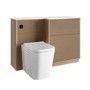 1150mm Wooden Fluted Right Hand Toilet and Sink Unit with Square Toilet and Black Push Button - Matira