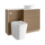 1150mm Wooden Fluted Right Hand Toilet and Sink Unit with Square Toilet & Basin and Chrome Push Button - Matira