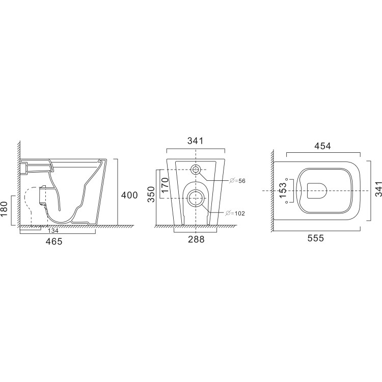 1150mm Wooden Fluted Left Hand Toilet and Sink Unit with Square Toilet and Black Push Button - Matira