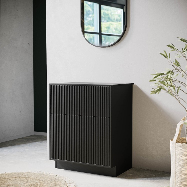 ONLY OPENED - 650mm Black Wooden Freestanding Countertop Vanity Unit - Matira