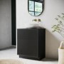 ONLY OPENED - 650mm Black Wooden Freestanding Countertop Vanity Unit with Round Basin - Matira