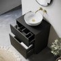 ONLY OPENED - 650mm Black Wooden Freestanding Countertop Vanity Unit with Round Basin - Matira