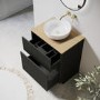 650mm Black Wooden Fluted Freestanding Countertop Vanity Unit with Basin and Wood Effect Worktop - Matira