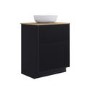 650mm Black Wooden Fluted Freestanding Countertop Vanity Unit with Basin and Wood Effect Worktop - Matira