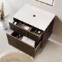 650mm Walnut Wood Effect Fluted Wall Hung Countertop Vanity Unit – Matira