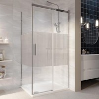 Ribbed Glass 1000x800mm Sliding Shower Enclosure Left Hand - Matira