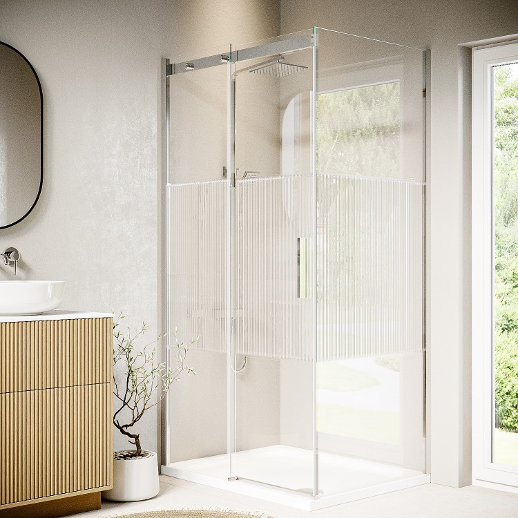 Ribbed Glass 1200x800mm Sliding Shower Enclosure Right Hand - Matira