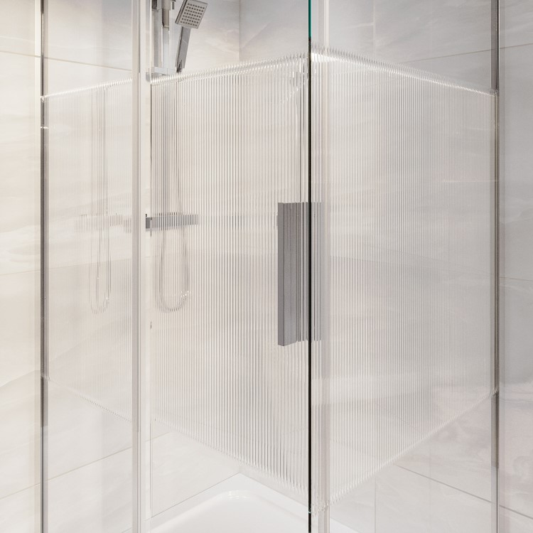 Ribbed Glass 1200x800mm Sliding Shower Enclosure Right Hand - Matira