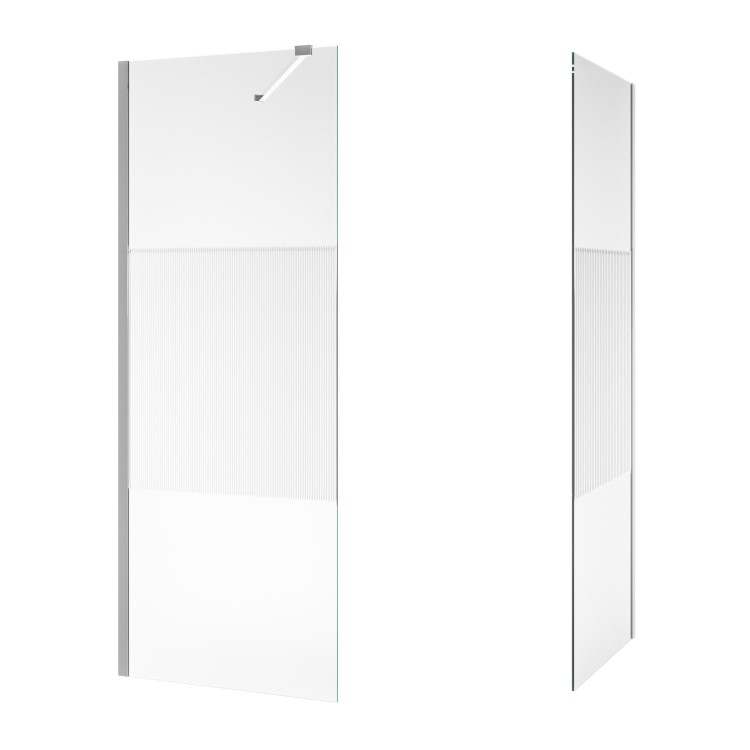 1400x900mm Ribbed / Fluted Glass Wet Room Shower Screen Enclosure - Matira