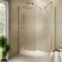 1400x900mm Brushed Brass Ribbed / Fluted Glass Double Shower Screen for Wet Room & Walk In Shower - Matira