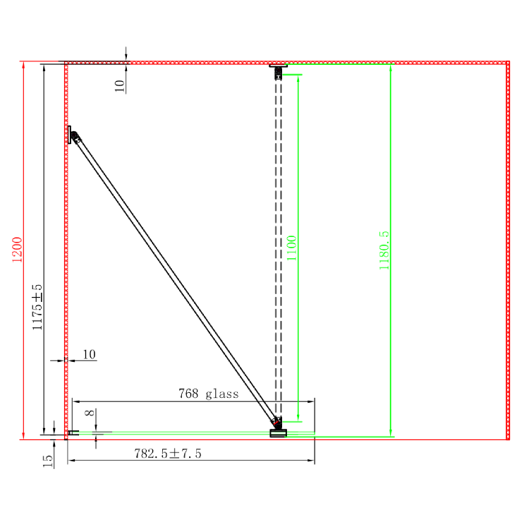1400x800mm Ribbed Glass Wetroom Shower Screen Enclosure - Matira