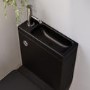 ONLY OPENED - Matt Black Close Coupled Closed Back Toilet with Chrome Fittings & Sink on Top - Legend