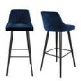 Set of 2 Navy Blue Velvet Bar Stools with Backs - Macie