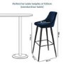 Set of 2 Navy Blue Velvet Bar Stools with Backs - Macie
