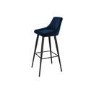 Set of 2 Navy Blue Velvet Bar Stools with Backs - Macie