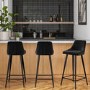 Set of 3 Charcoal Velvet Bar Stools with Backs - Macie