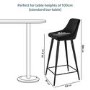 Set of 3 Charcoal Velvet Bar Stools with Backs - Macie