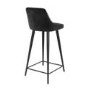 Set of 3 Charcoal Velvet Bar Stools with Backs - Macie