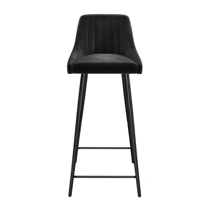 Set of 3 Charcoal Velvet Bar Stools with Backs - Macie