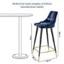 Grade A1 - Set of 2 Navy Blue Velvet Bar Stools with Backs - Maddy