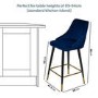 Set of 2 Navy Blue Velvet Kitchen Stools with Backs - Maddy