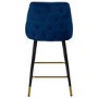 Set of 2 Navy Blue Velvet Kitchen Stools with Backs - Maddy