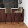 Set of 2 Beige Velvet Bar Stools with Backs - Maddy