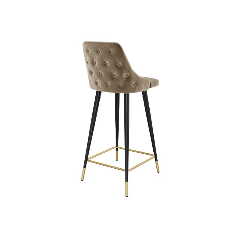 Set of 2 Beige Velvet Bar Stools with Backs - Maddy