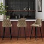 Set of 3 Beige Velvet Bar Stools with Backs - Maddy