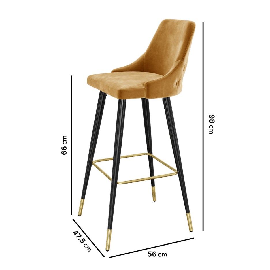 Mustard Velvet Kitchen Island Stools Set of 3 Maddy BuyItDirect.ie