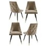 Set of 4 Beige Velvet Dining Chairs - Maddy